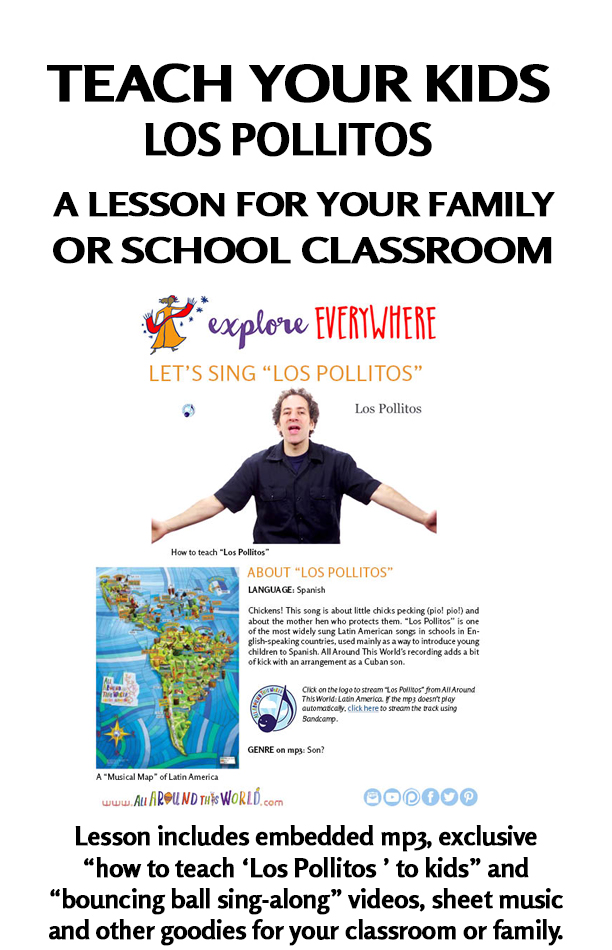 An All Around This World classroom and homeschool lesson about Latin America -- "Los Politos" -- A Spanish song about chickens